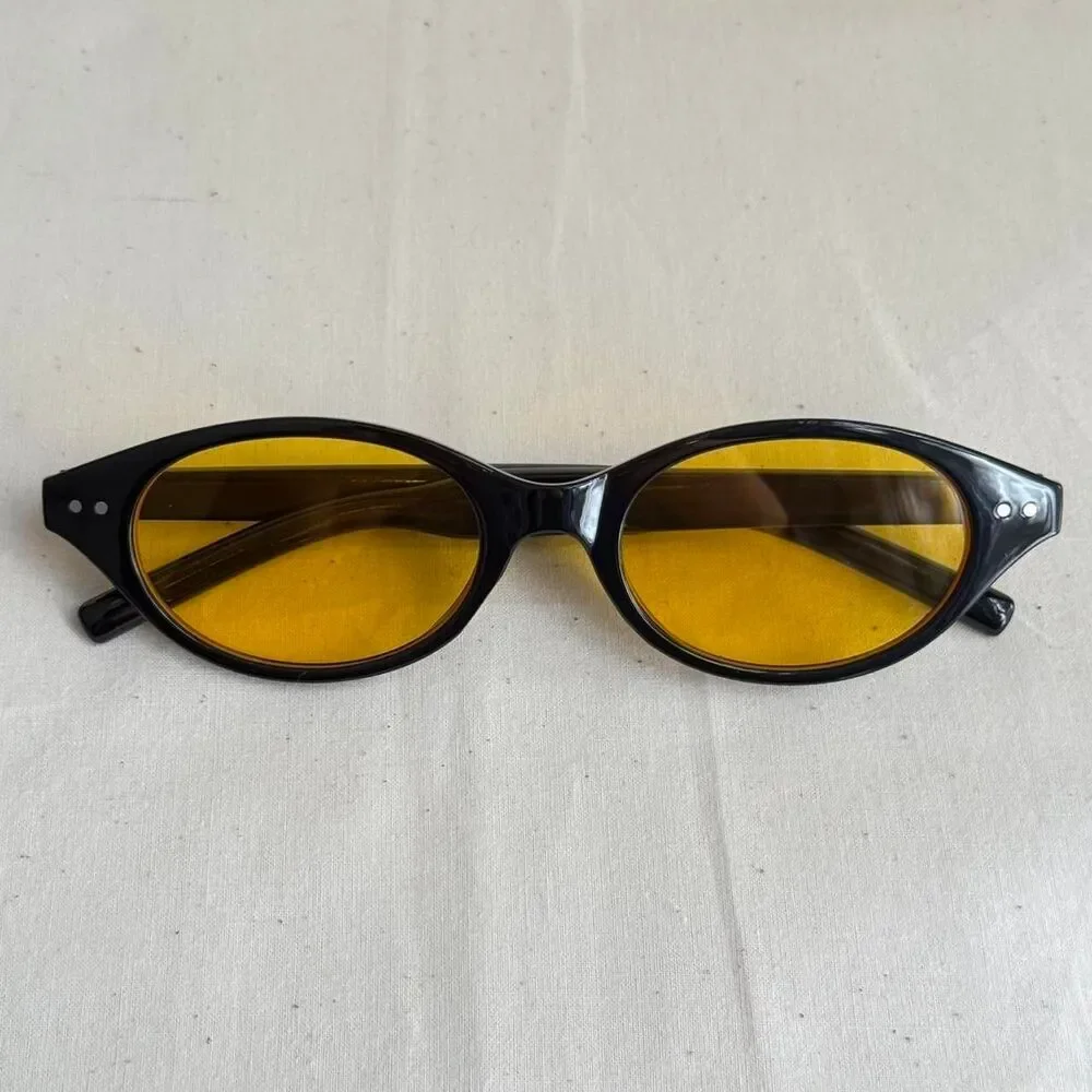 y2k sporty black round aviator sunglasses
